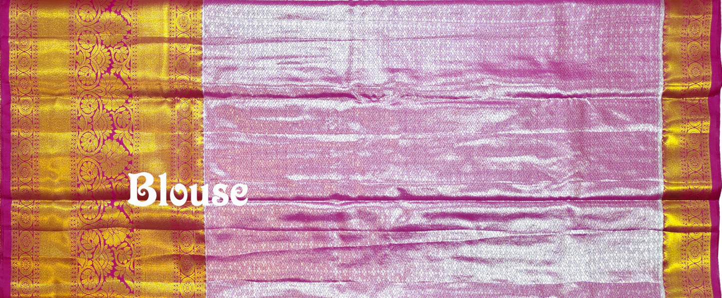 VFCollections Women's Kanchipuram Silk Pure Pattu Sarees With Blouse (VFC533-2)