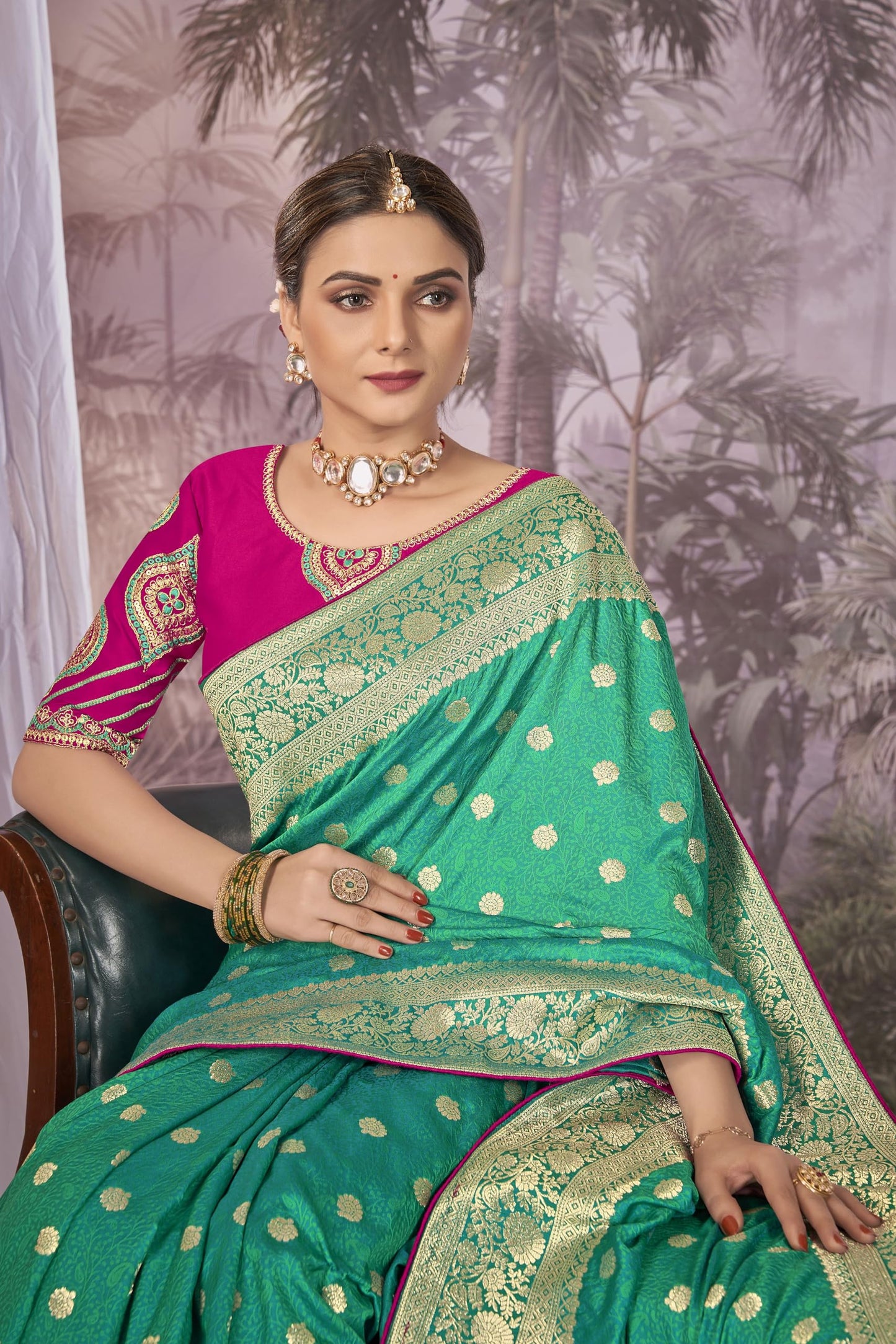 MANOHARI Heavy Banarasi Saree For Women With Unstitch Heavy Blouse Piece-1898-1 - Silk, Blue
