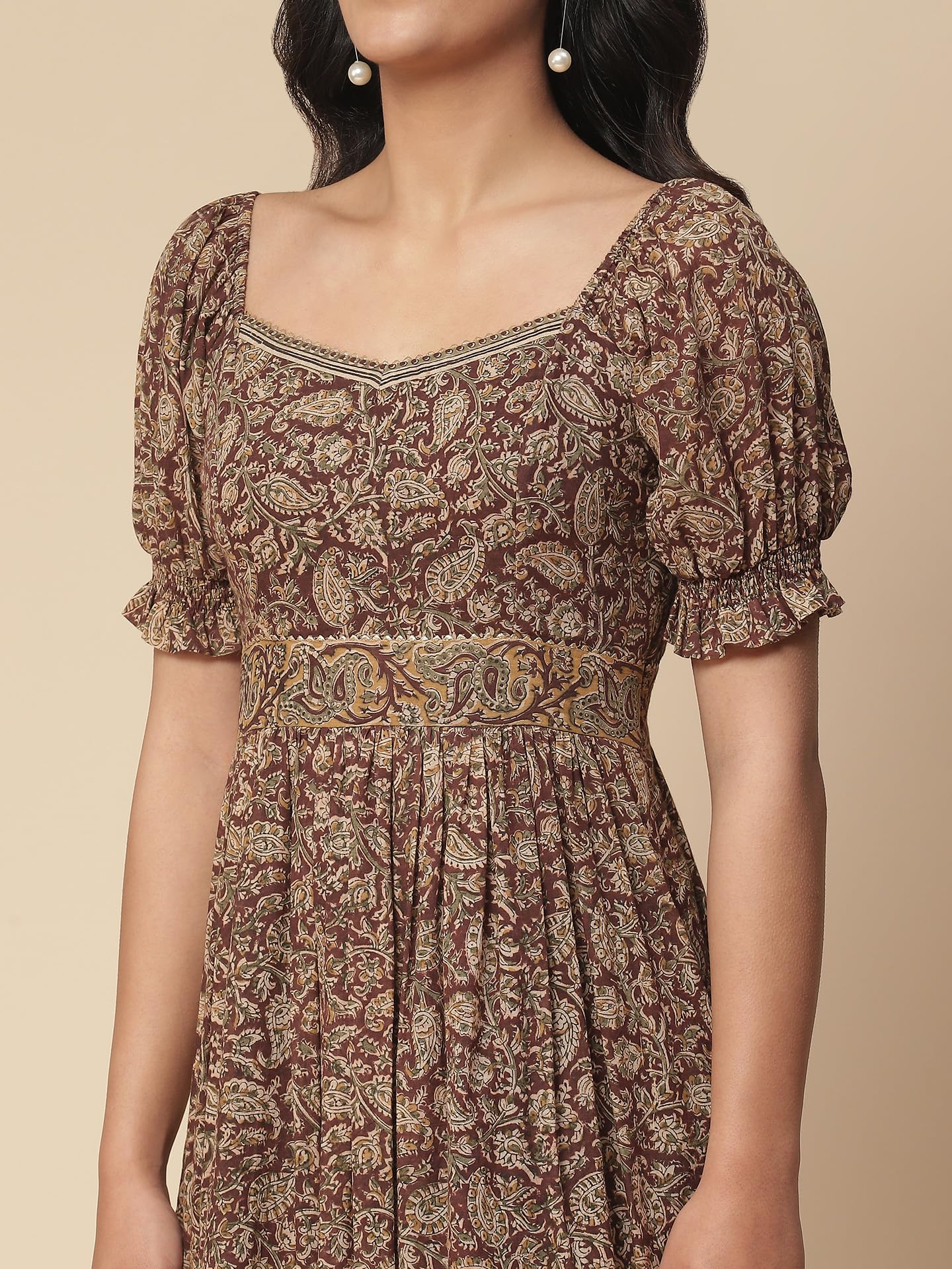 Aarke Ritu Kumar Brown Paisley Print Long Dress