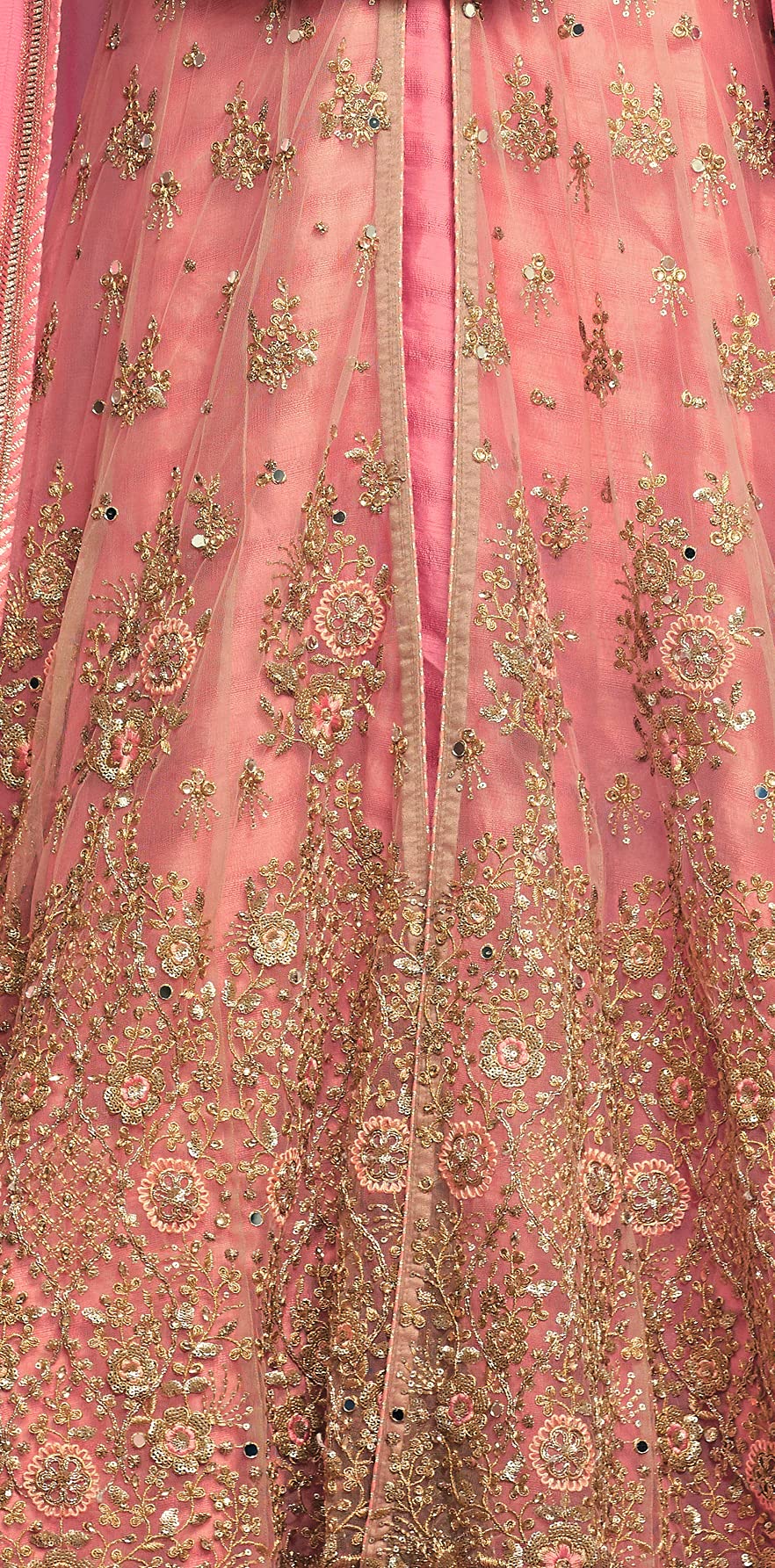 RUDRAPRAYAG Women's Net and Santoon Anarkali Floor Length Gown (5407; Gajjari; Free Size) Pink