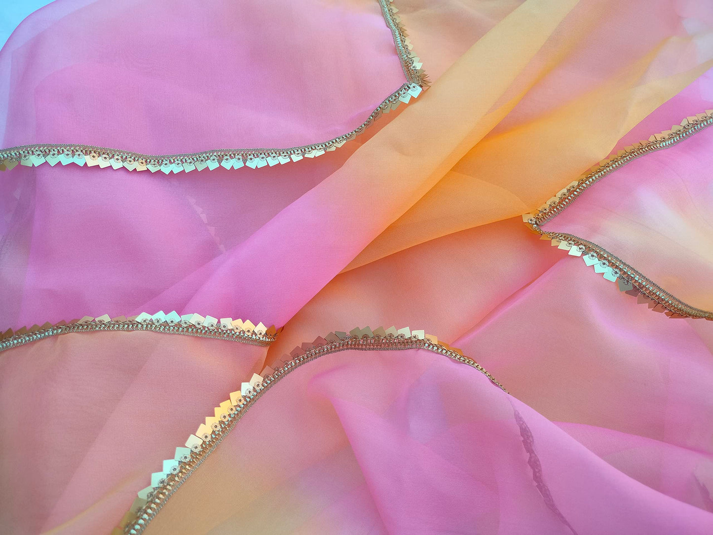 faith visit women's tie dye organza dupatta (pink) Free Size