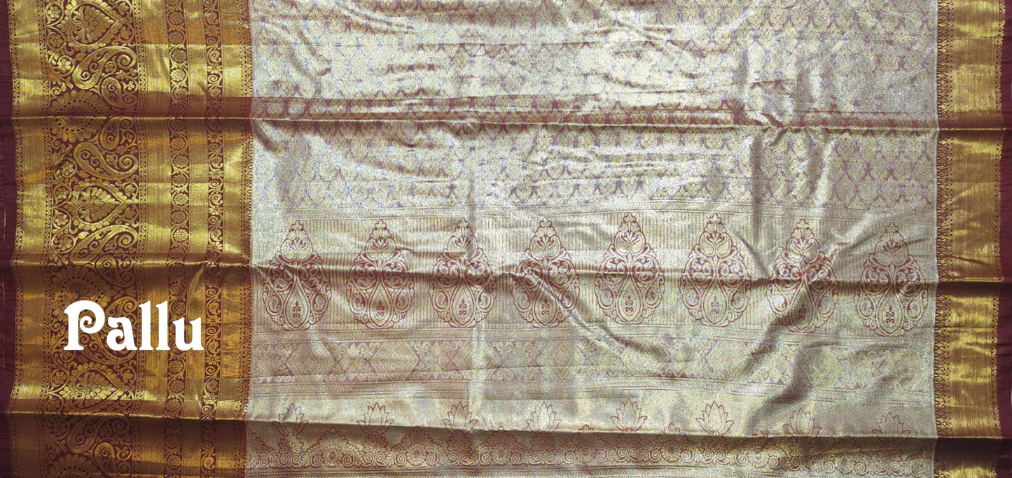 VFCollections Women's Kanchipuram Silk Pure Pattu Sarees With Blouse (Green)