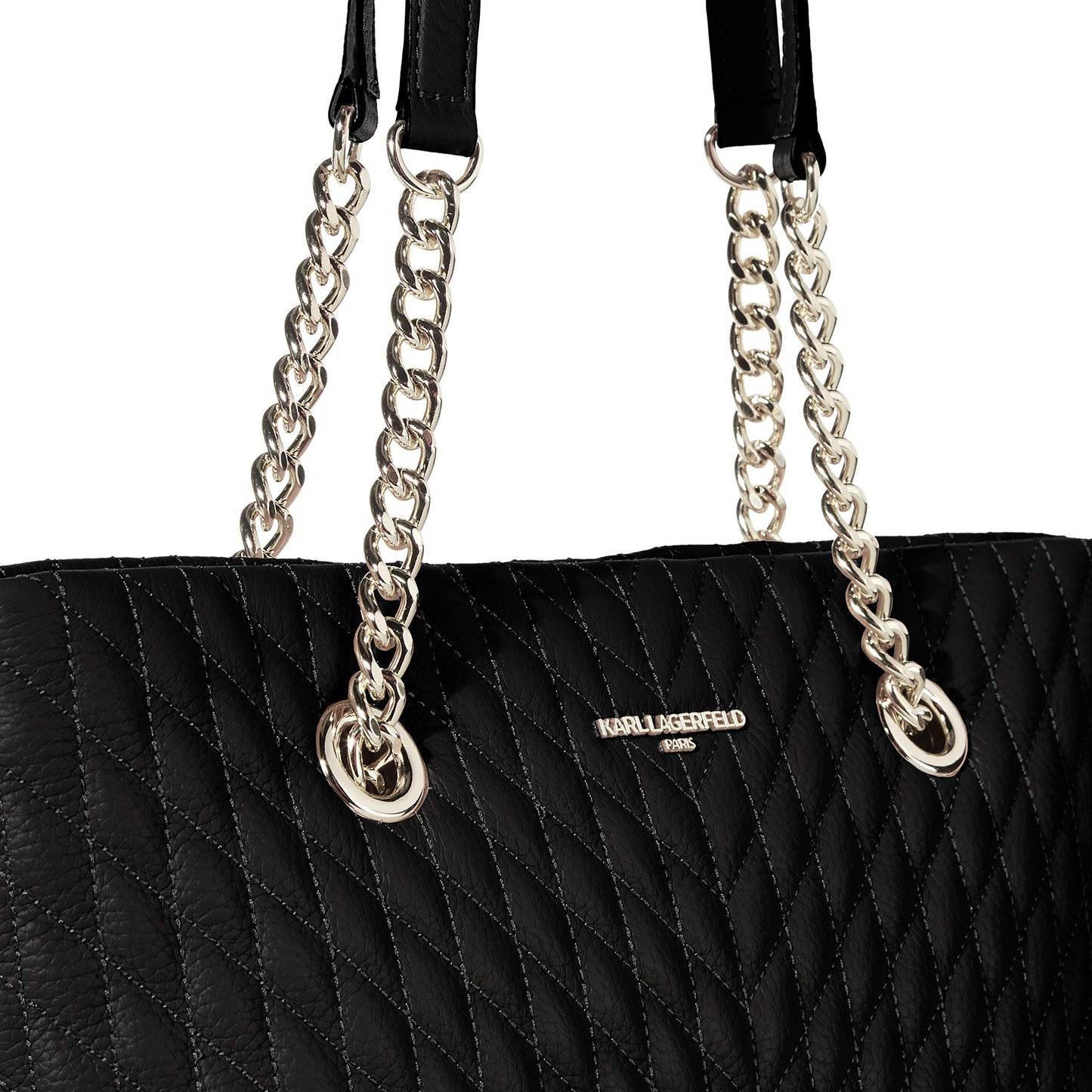 Karl Lagerfeld Paris Karolina Tote Bag, Blck/Silver, One Size