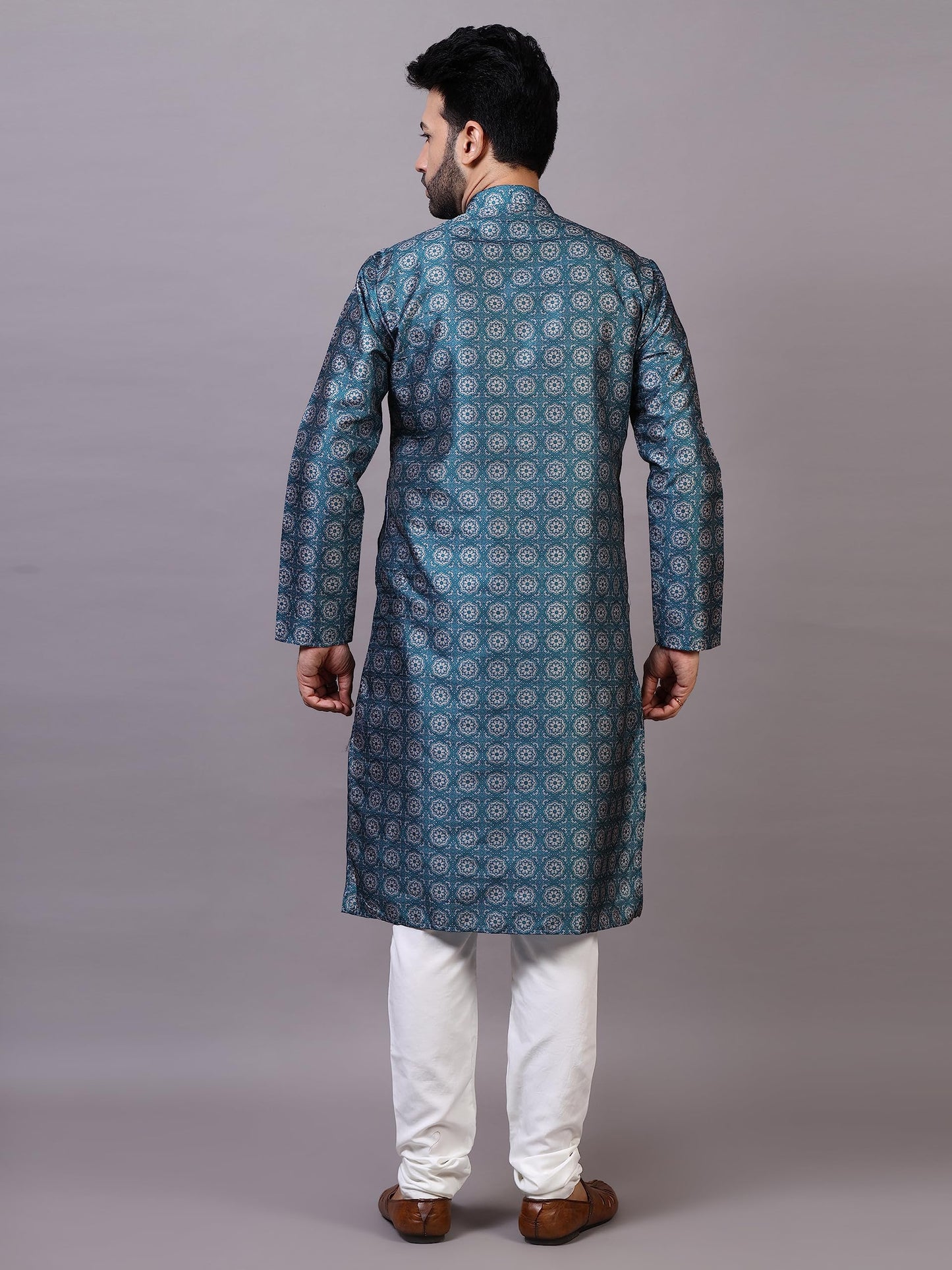 Logass Cotton Digital Printed Kurta Setfor Men & Boys Ethnic & Wear, Rama - Le090, 34-Xs