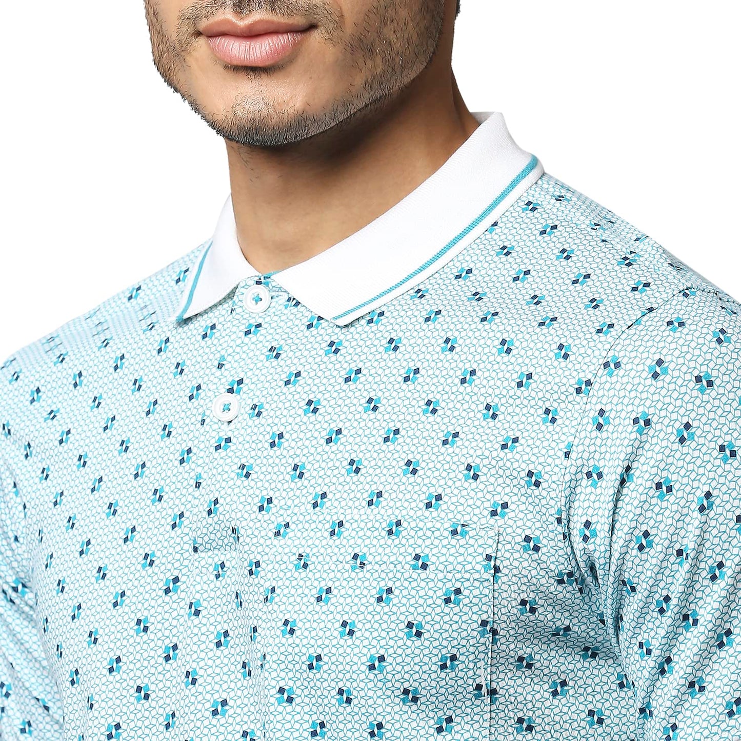 Raymond Men's Half Sleeve Contemporary Fit Medium Blue Casual T-Shirt