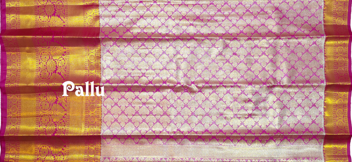 VFCollections Women's Kanchipuram Silk Pure Pattu Sarees With Blouse (VFC533-2)