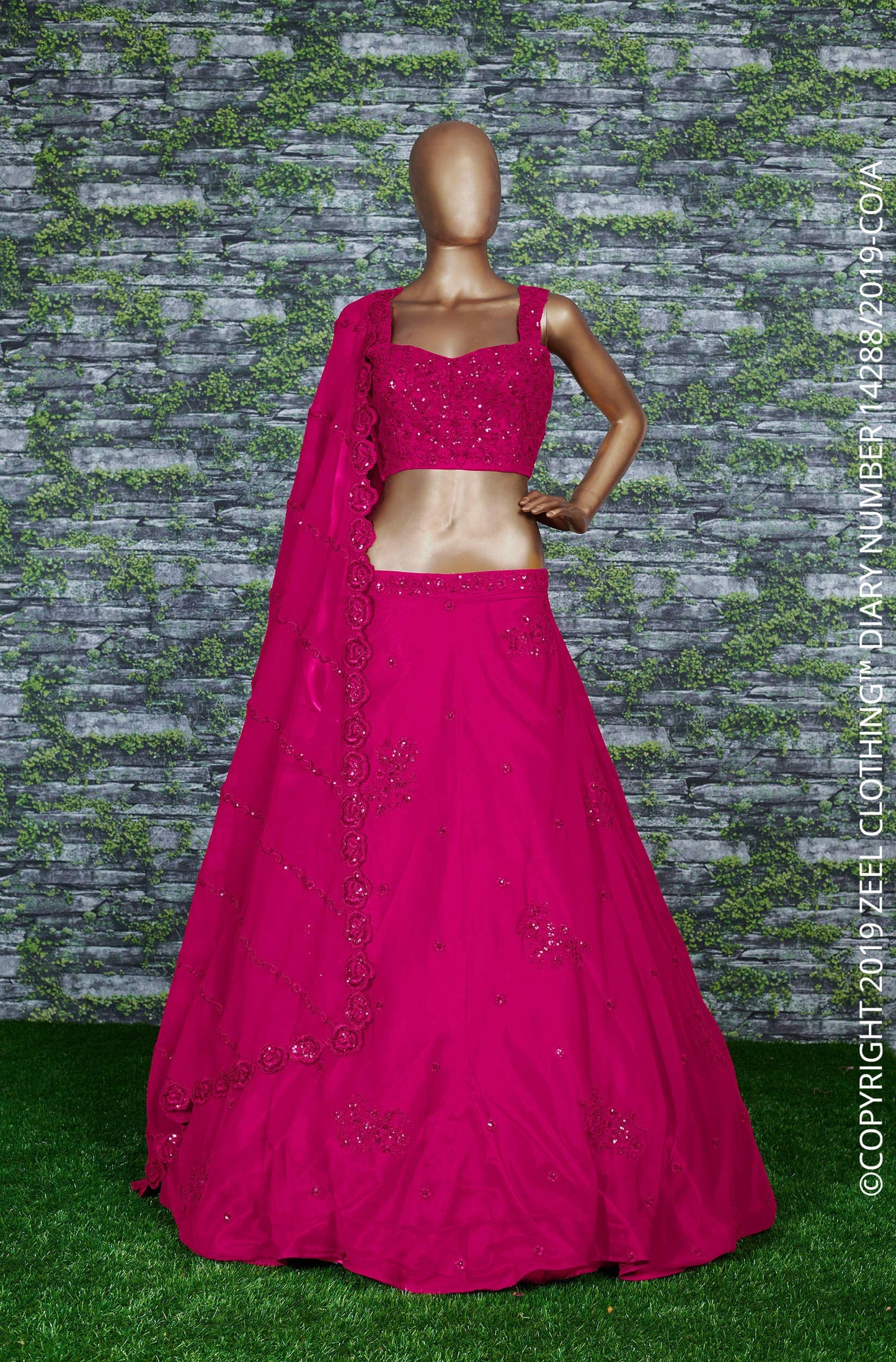 Zeel Clothing Women's Georgette Semi stitched Lehenga Choli (7060-Pink_Pink_Free Size)