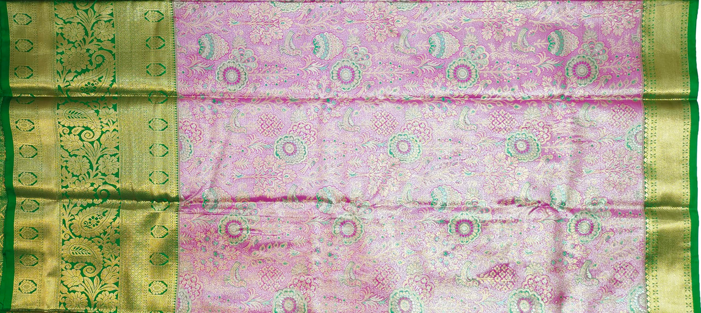 VFCollections Women's Kanchipuram Silk Pure Pattu Sarees With Blouse (VFC517-6)