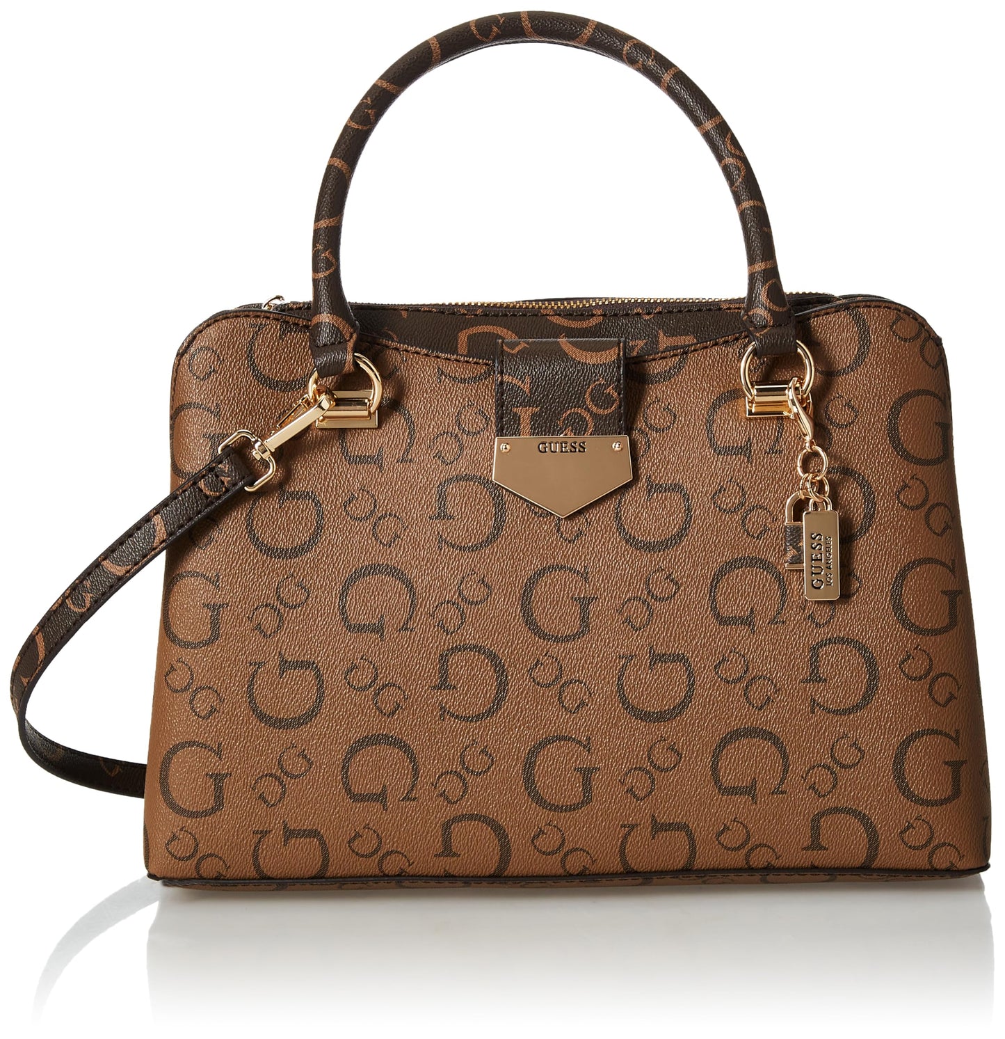 GUESS Women's Brown Printed Satchel Bag| Ladies Purse Handbags | Gift For Ladies