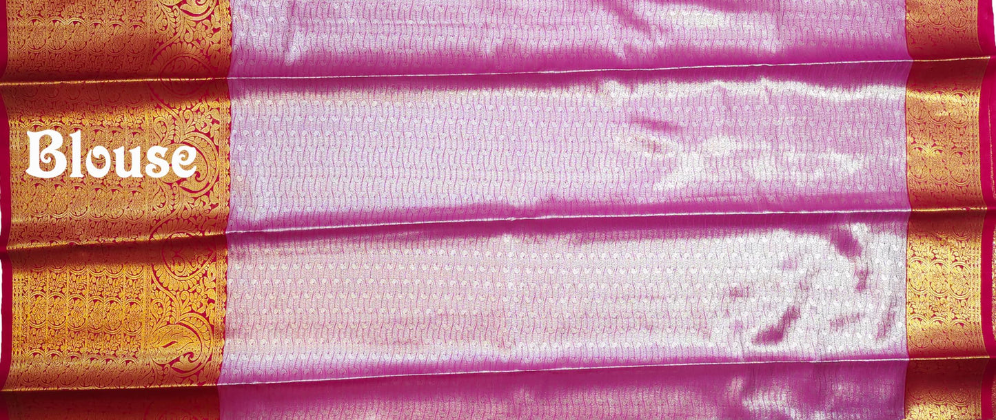 VFCollections Women's Kanchipuram Silk Pure Pattu Sarees With Blouse (VFC519-3)