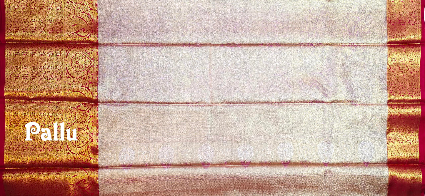 VFCollections Women's Kanchipuram Silk Pure Pattu Sarees With Blouse (VFC519-3)