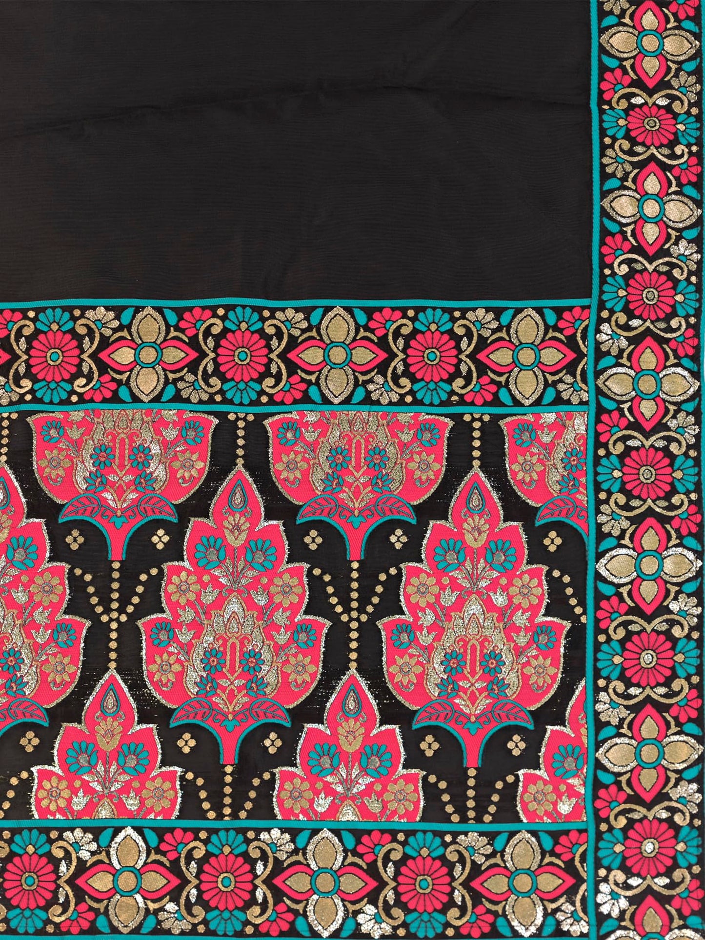 PURVAJA Women's Jacquard Semi-Stitched Lehenga choli (Sakhi-Black_Free Size)