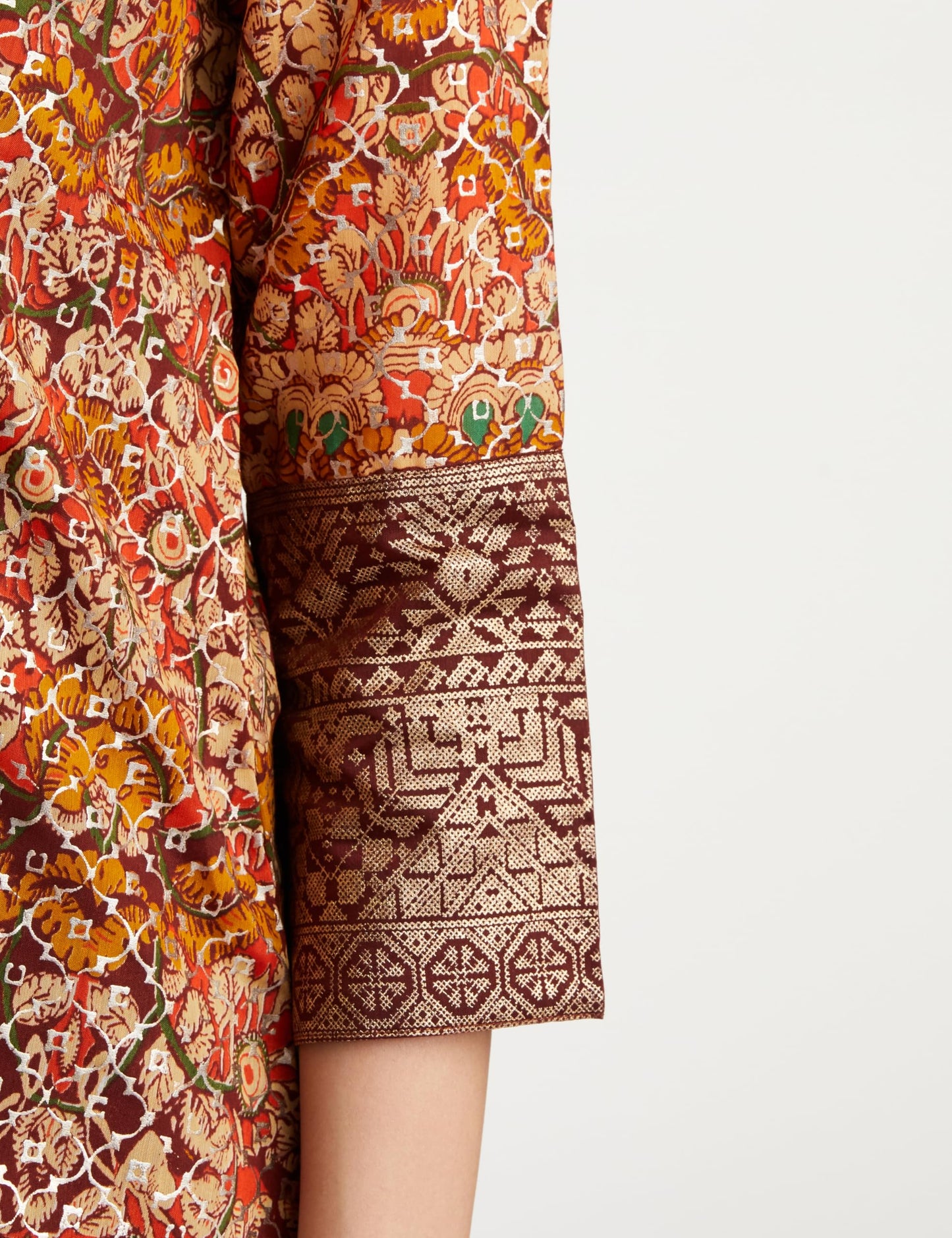 BIBA Cotton Women Printed Relaxed Salwar Kurta Dupatta (Skddurgotsa7566_Choco Brown_32)