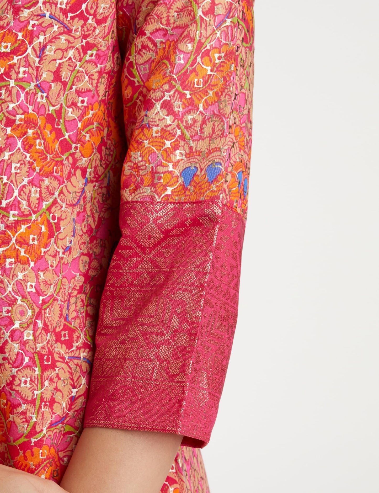 BIBA Polyester Women's Printed Straight Salwar Kurta Dupatta(Skdassorted7566E_Fuchsia_34)