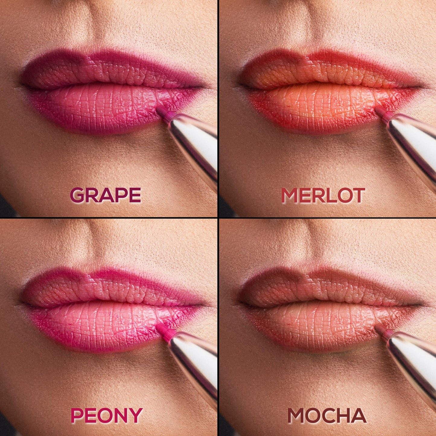 RENEE Draw 4-4-in-1 Lip Liner, Four Shades Pinks, Brown, Nude & Red in One Pen - Highly Pigmented, Rich Texture, Matte Finish, One-swipe Application & Travel-friendly