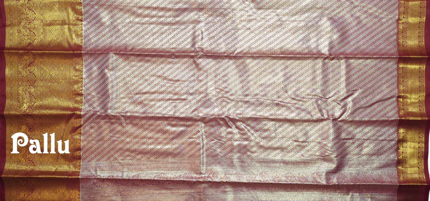 VFCollections Women's Kanchipuram Silk Pure Pattu Sarees With Blouse (VFC638-2)