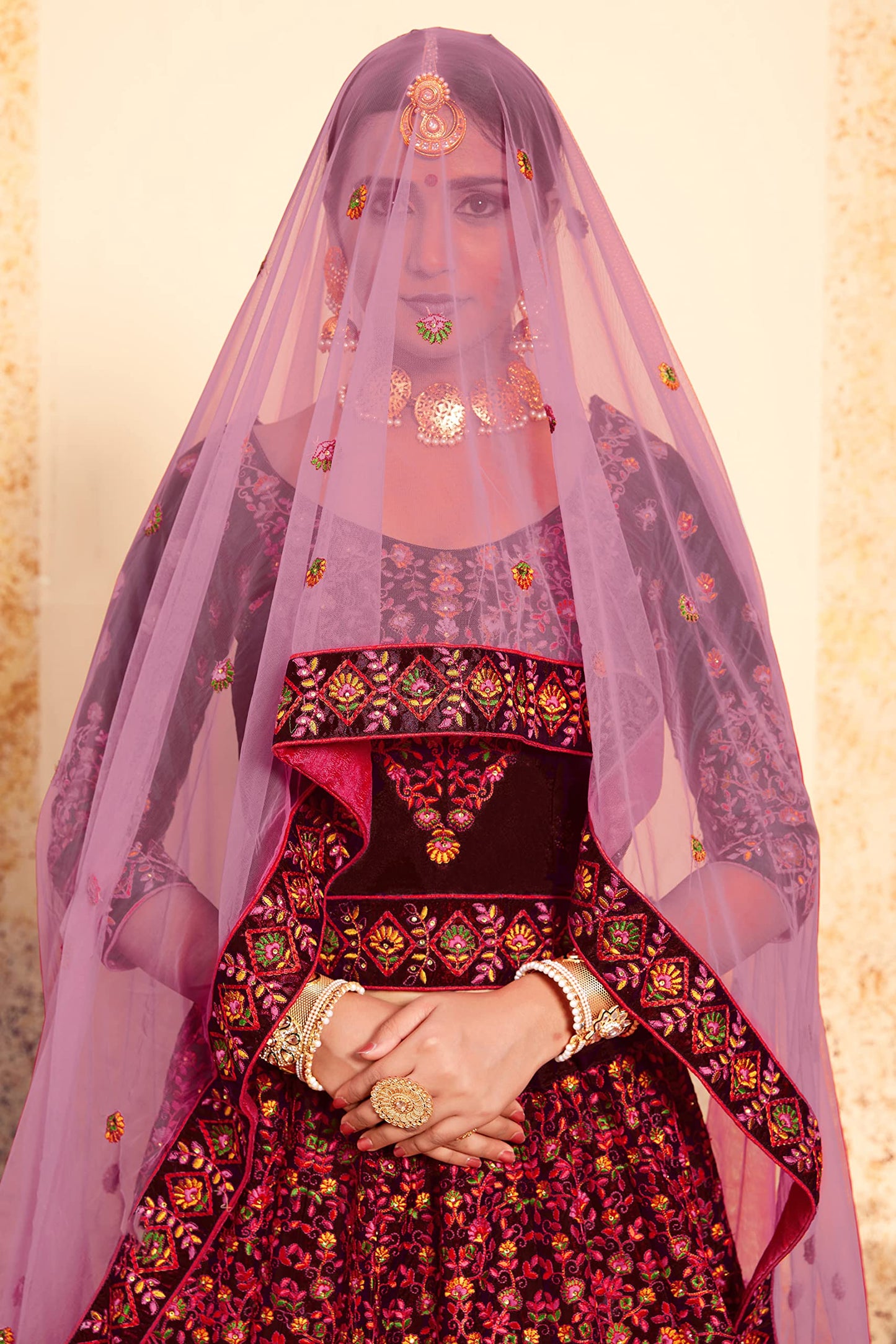 FUSIONIC Astonishing Maroon Color Satin Base Lehenga Set For Women