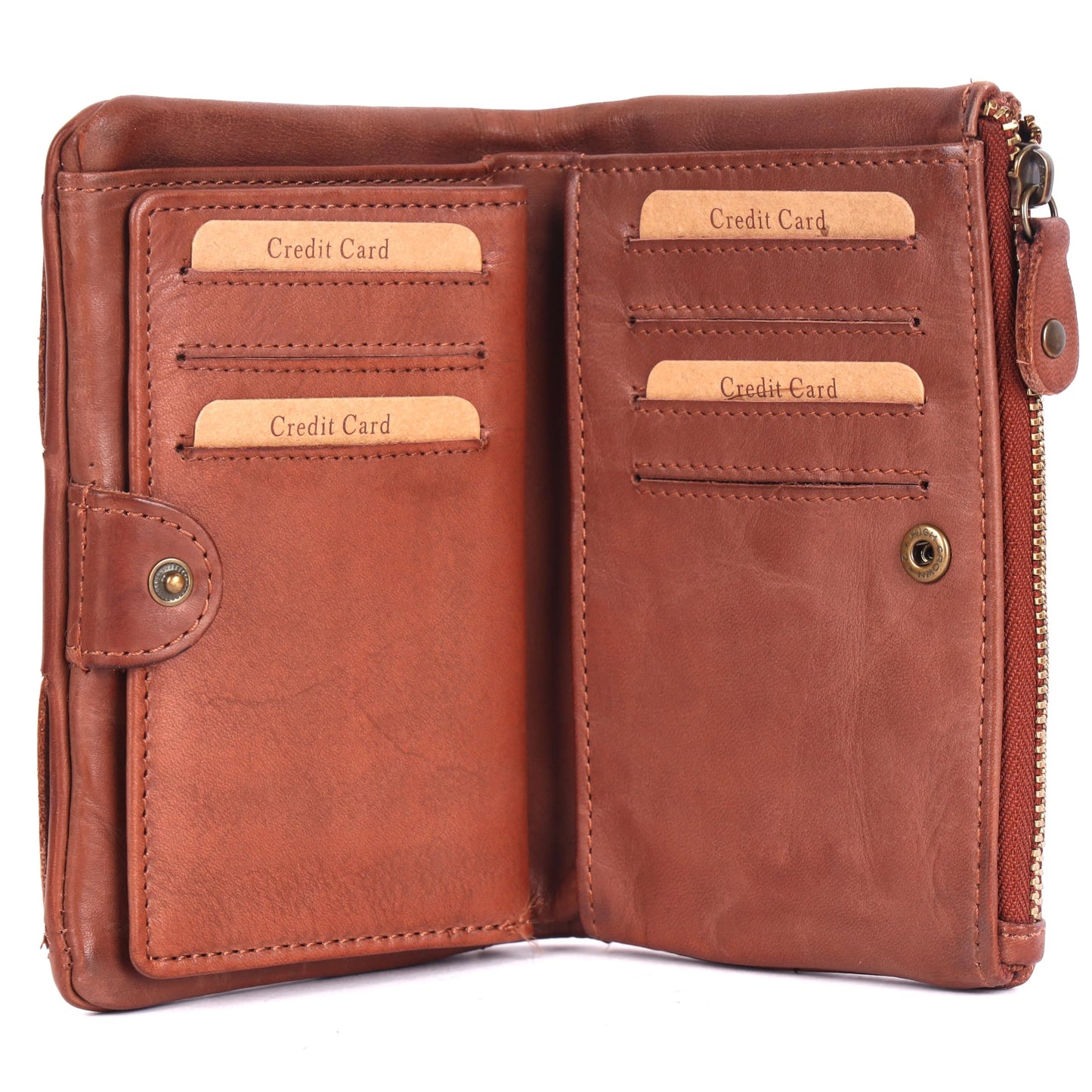 KOMPANERO Genuine Leather Women's Wallet (C-13880-Cognac)