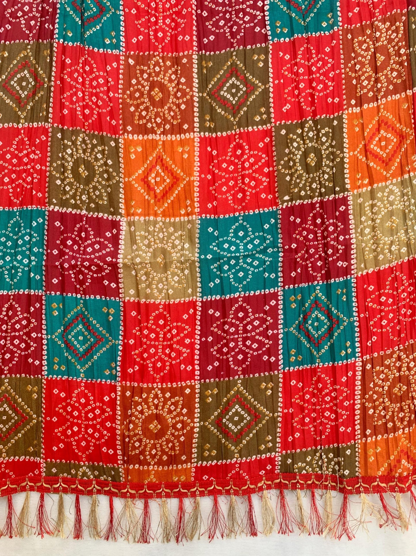 AKSHADEEP Bandhani And Patola Print Dupattas: Handmade Art Silk Dupattas For Women To Enhance Your Ensemble (Multicolor), Free Size