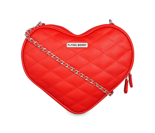 FLYING BERRY Womens Heart Shape Sling Bag (RED)
