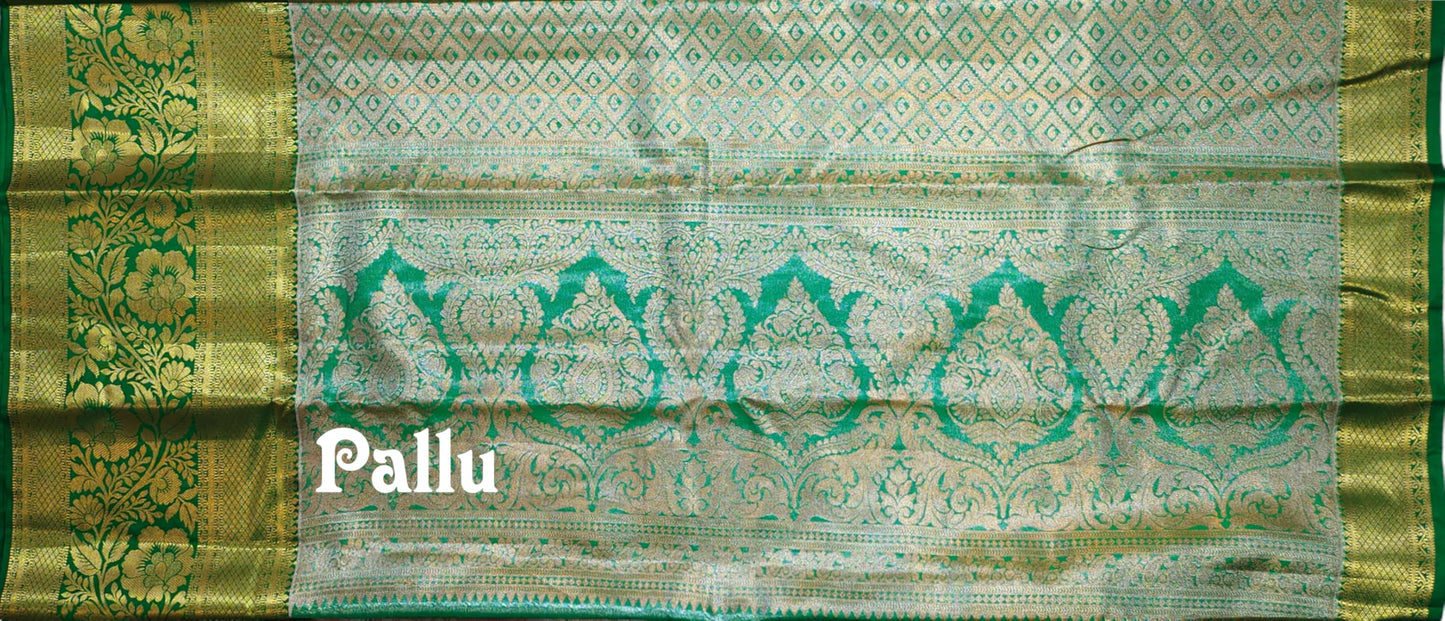 VFCollections Women's Kanchipuram Silk Pure Pattu Sarees With Blouse (VFC549-4)