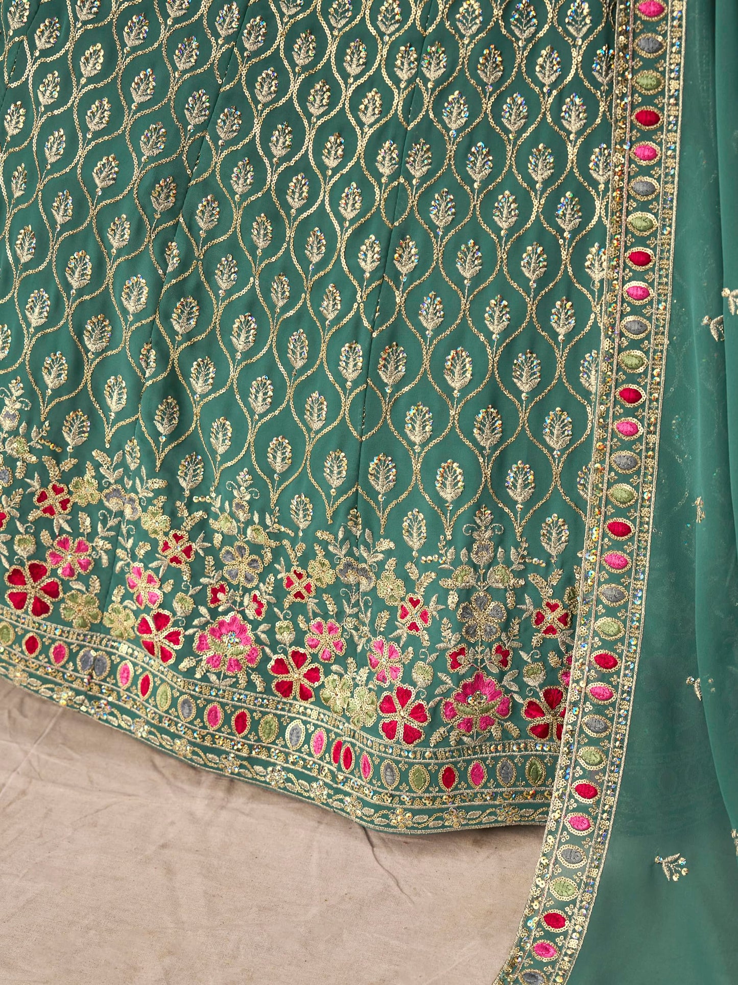 Zeel Clothing Women's Sequins and Thread Embroidered Work Georgette Lehenga Choli With Dupatta (5134-Women-Lehenga-Choli-Latest; Free size) (Blue)