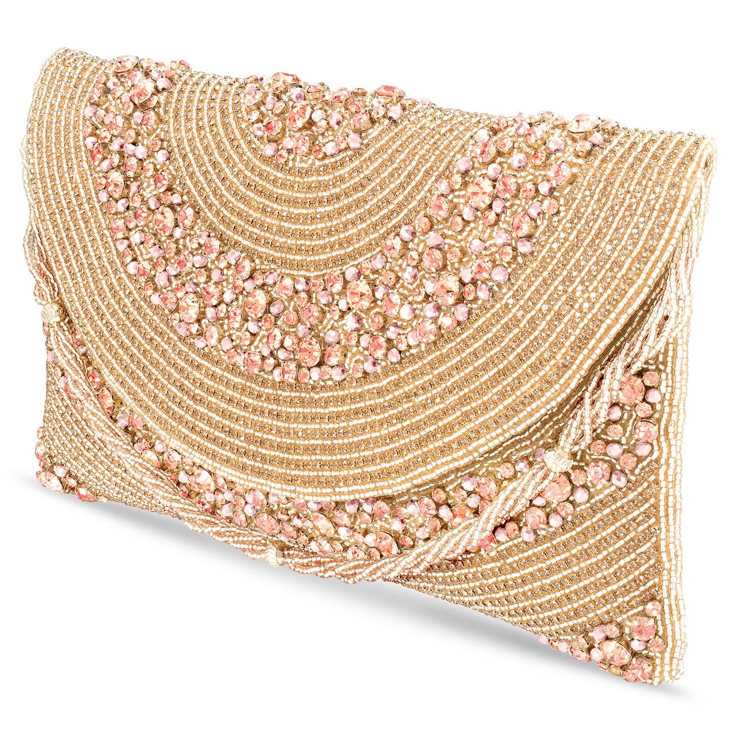 Peora Clutch Women's Purse Bridal Bag For Casual Detachable Strap Evening Sling Bag (Rose Gold)-C72C