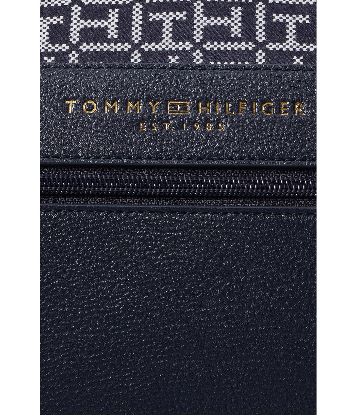 Tommy Hilfiger Amelia II Tote-Square Monogram Jacquard, Navy/White, One Size