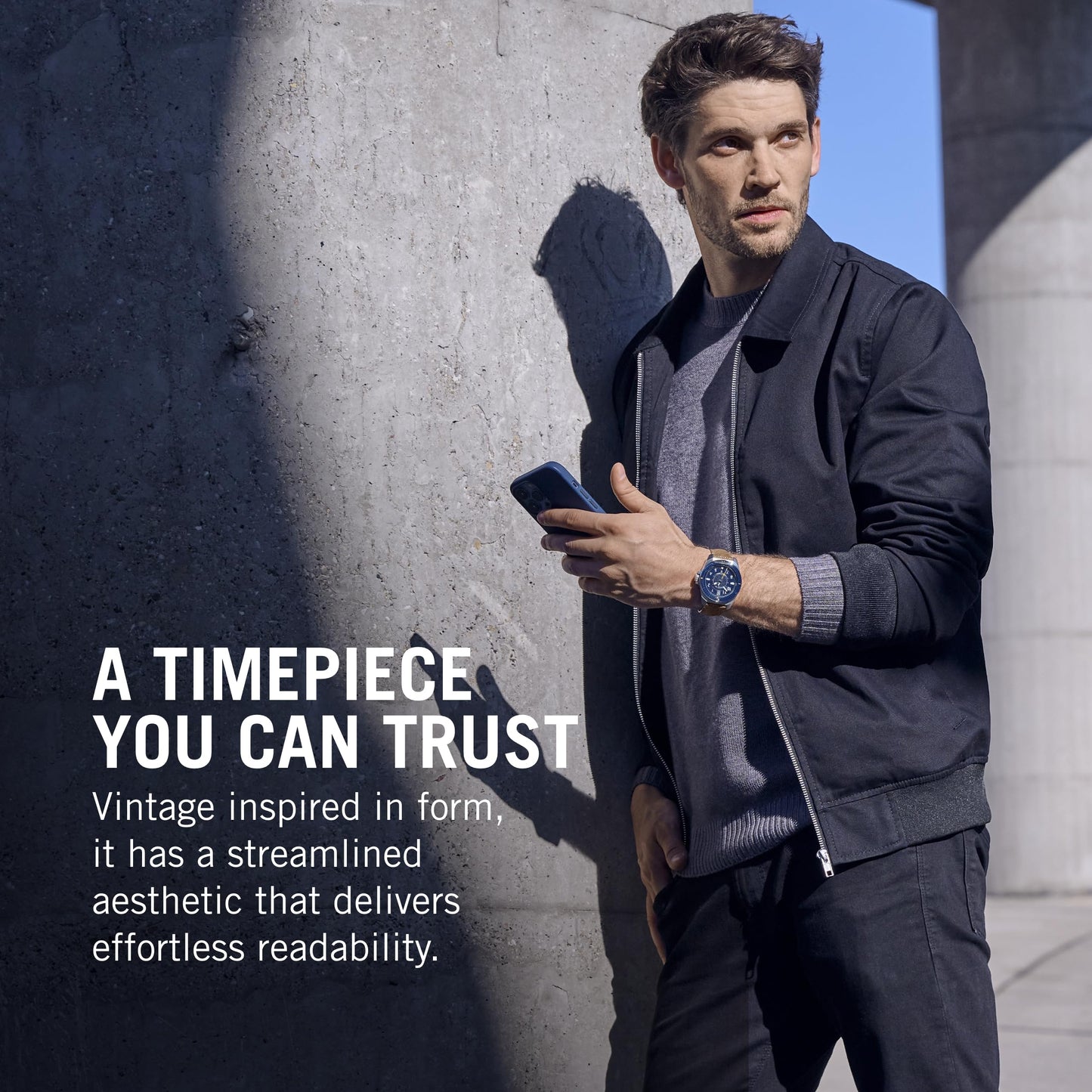 Victorinox Wood Journey 1884, Automatic Swiss Made Men's Analog Watch, Blue Dial, 43 Mm, Water Resistant Up To 200 M, Sellita Sw 200-1 Movement, Wrist Watch For Men|241980.1,Brown Band