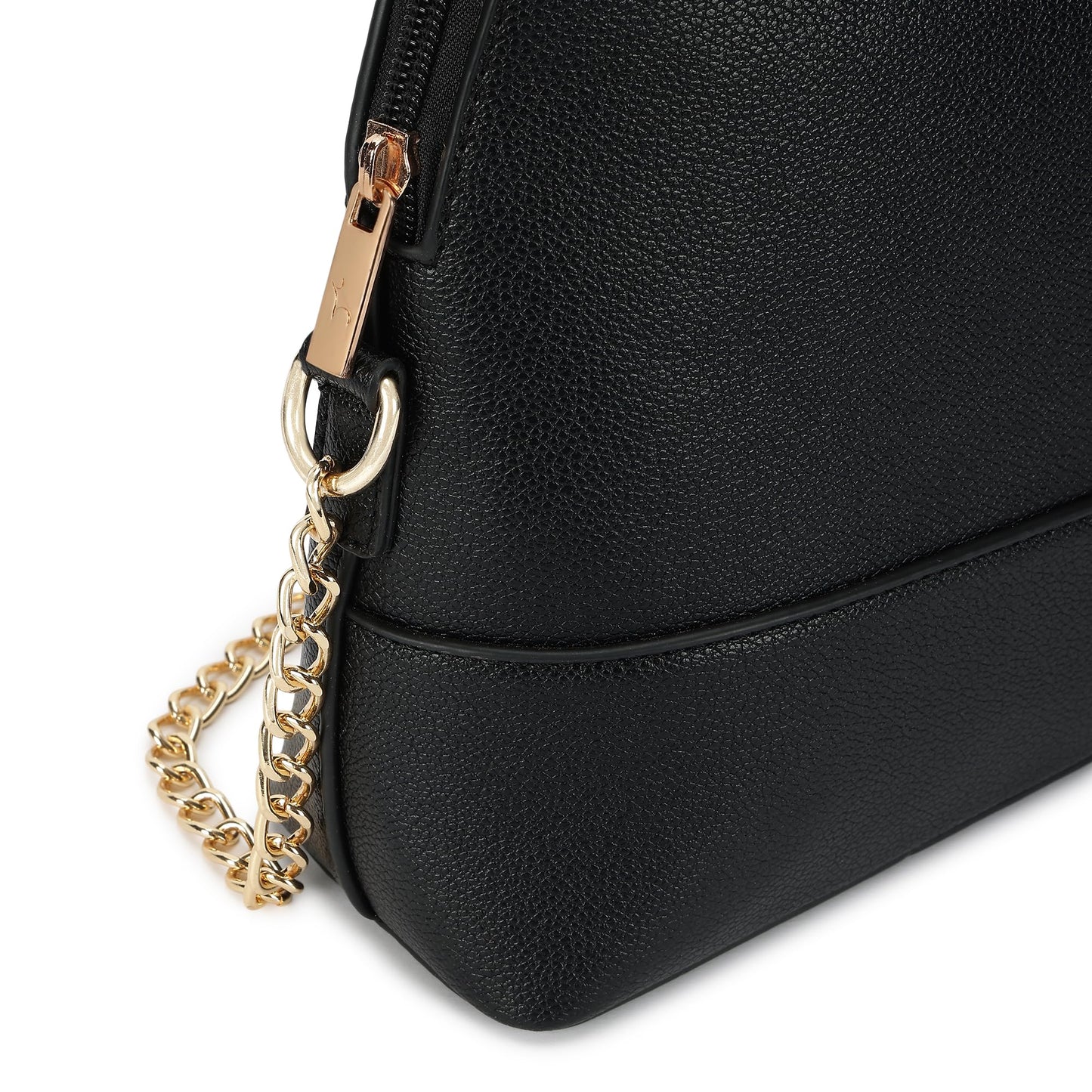 Fastrack Velvet Touch Sling Bag for Women| Faux Leather Sling With Gold Chain Accents | Chic Compact Crossbody with Top Zip Closure | Trendy Women's Handbags | Stylish Bags for Girls