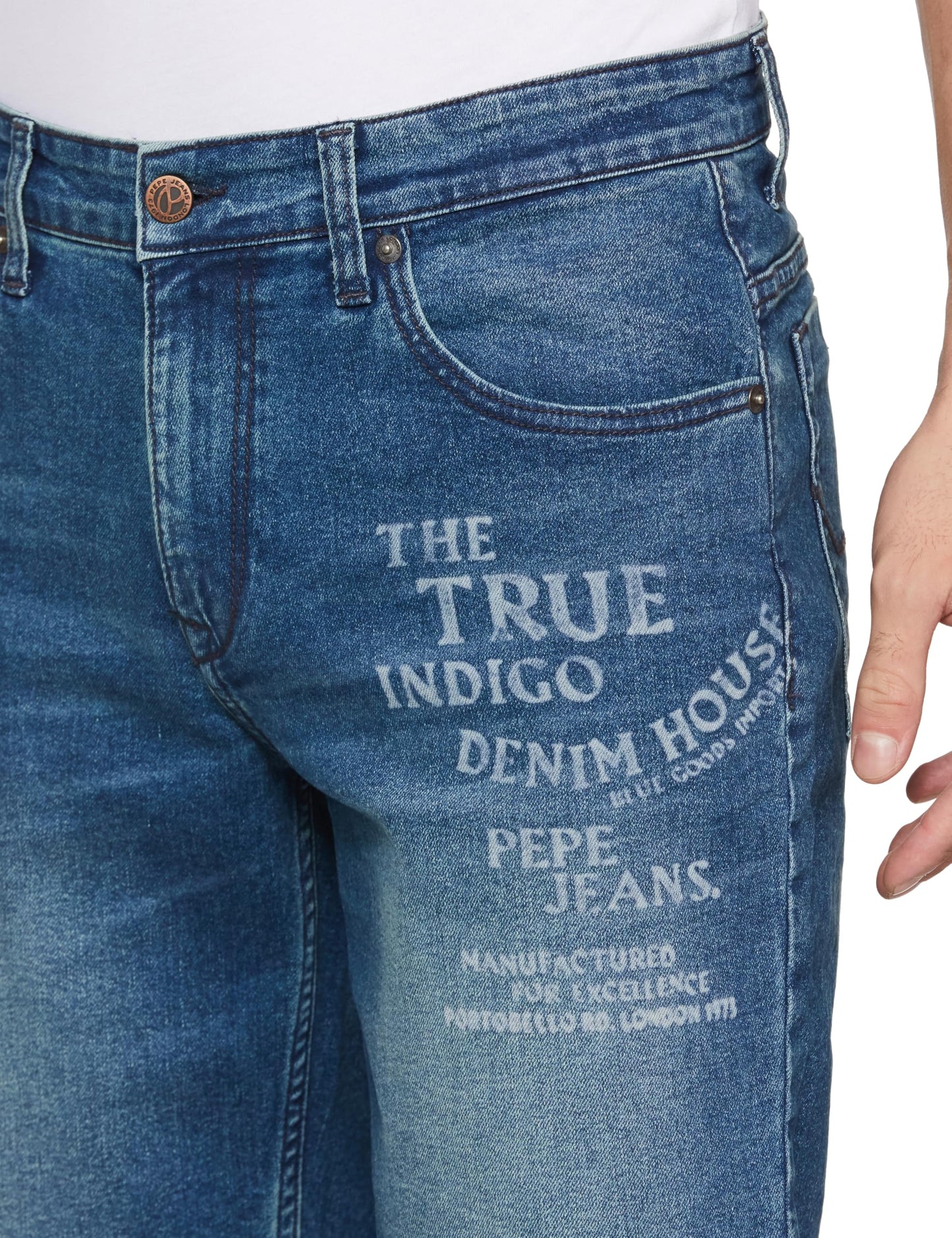 Pepe Jeans Men's Chino Shorts (PM208453J67_MED Dark Used_Blue