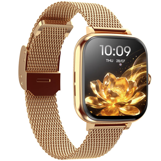 Fastrack Noir Rizz Women Smart Watch with 1.72" inch Ultra HD Display,Womens Health,AI Watchface & AI Chat,Functional Crown,24/7 Health Suite,BT Calling,IP68,additional silicone strap,Games- Rose Gold