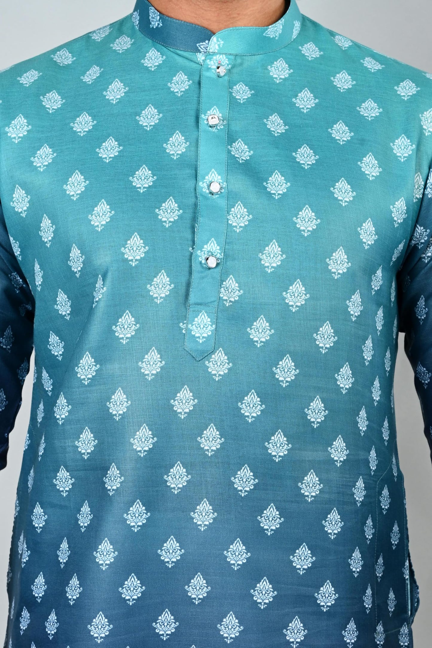Jagdish GARMENTS Men's Cotton Ombre Printed Kurta- Ethnic Wear for Festive, Wedding, Puja & Casual Occasions (in, Alpha, M, Grey)