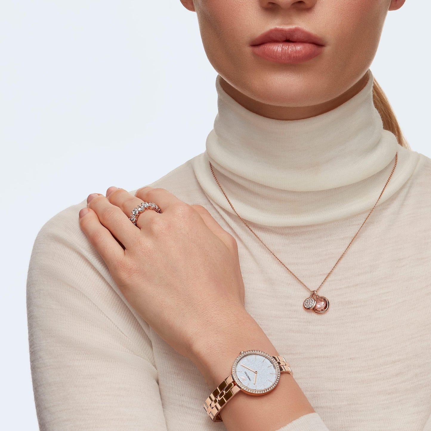 Swarovski Stainless Steel Women Cosmopolitan Analog Watch Metal Bracelet, Rose Gold Tone, Rose-Gold Tone Pvd 5517803, Band Color-Rose Gold