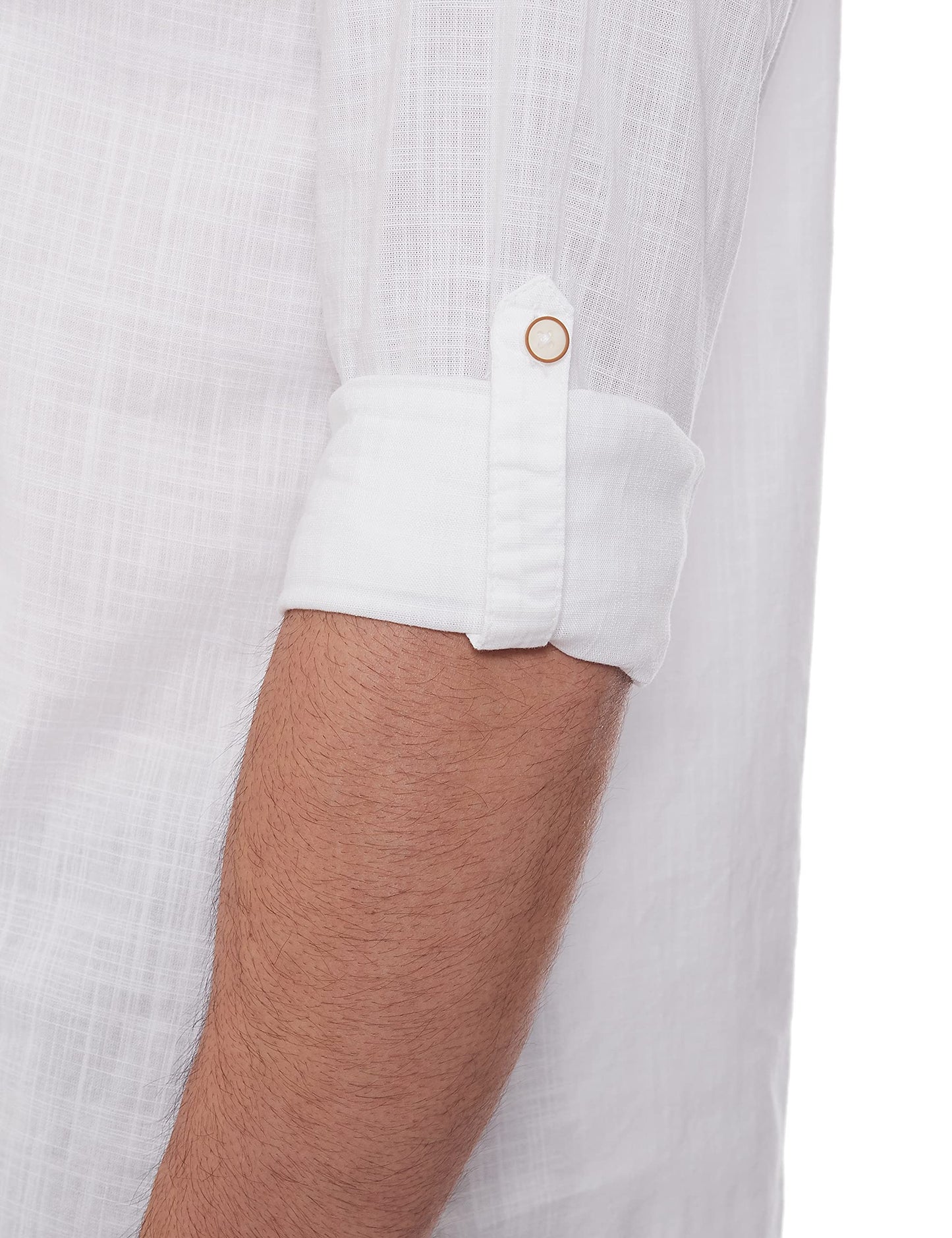 Max Men's Full Sleeves Mandarin Collar Solid Regular Fit Cotton Kurta White