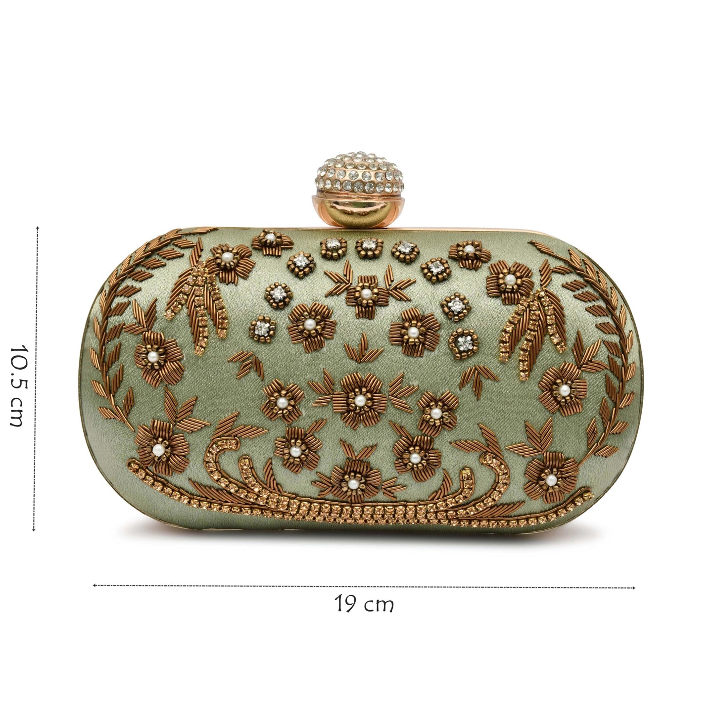 For The Beautiful You Green Embroidered Women's Clutch (cp-128)