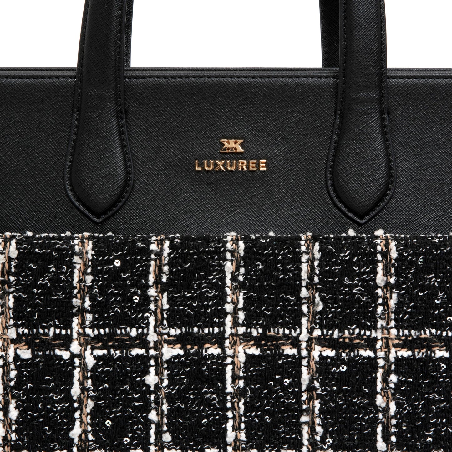 KLEIO Tweed Tote Hand Bag with laptop Compartment and a Zip Closure for Office Women