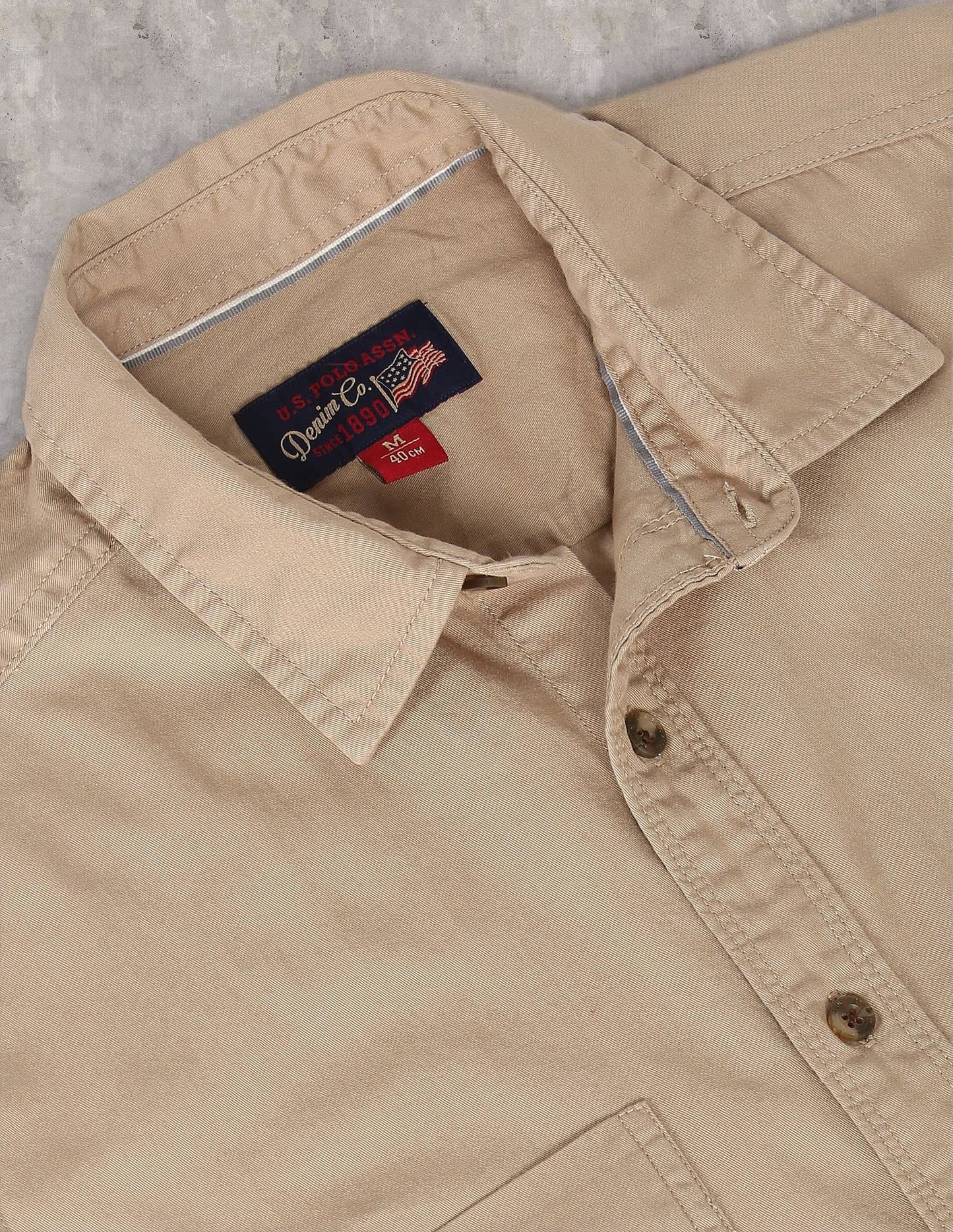 U.S. POLO ASSN. Men's Regular Fit Shirt (UDSHT-G107_Khaki