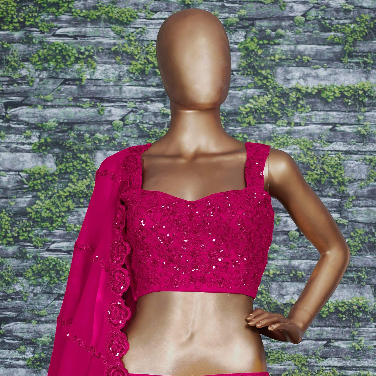 Zeel Clothing Women's Georgette Semi stitched Lehenga Choli (7060-Pink_Pink_Free Size)