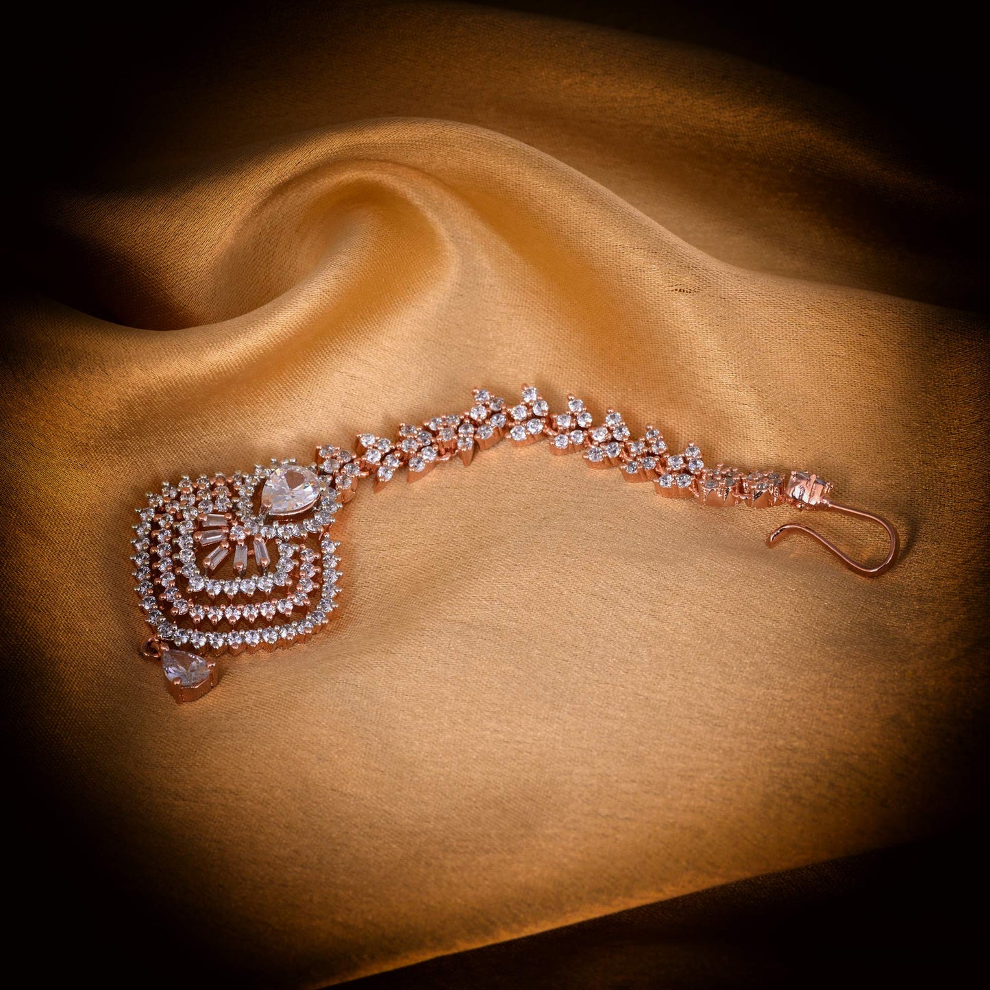 Saraf RS Jewellery-Beautiful shaped Maang Tikka AD studded Rose for Women & Girls