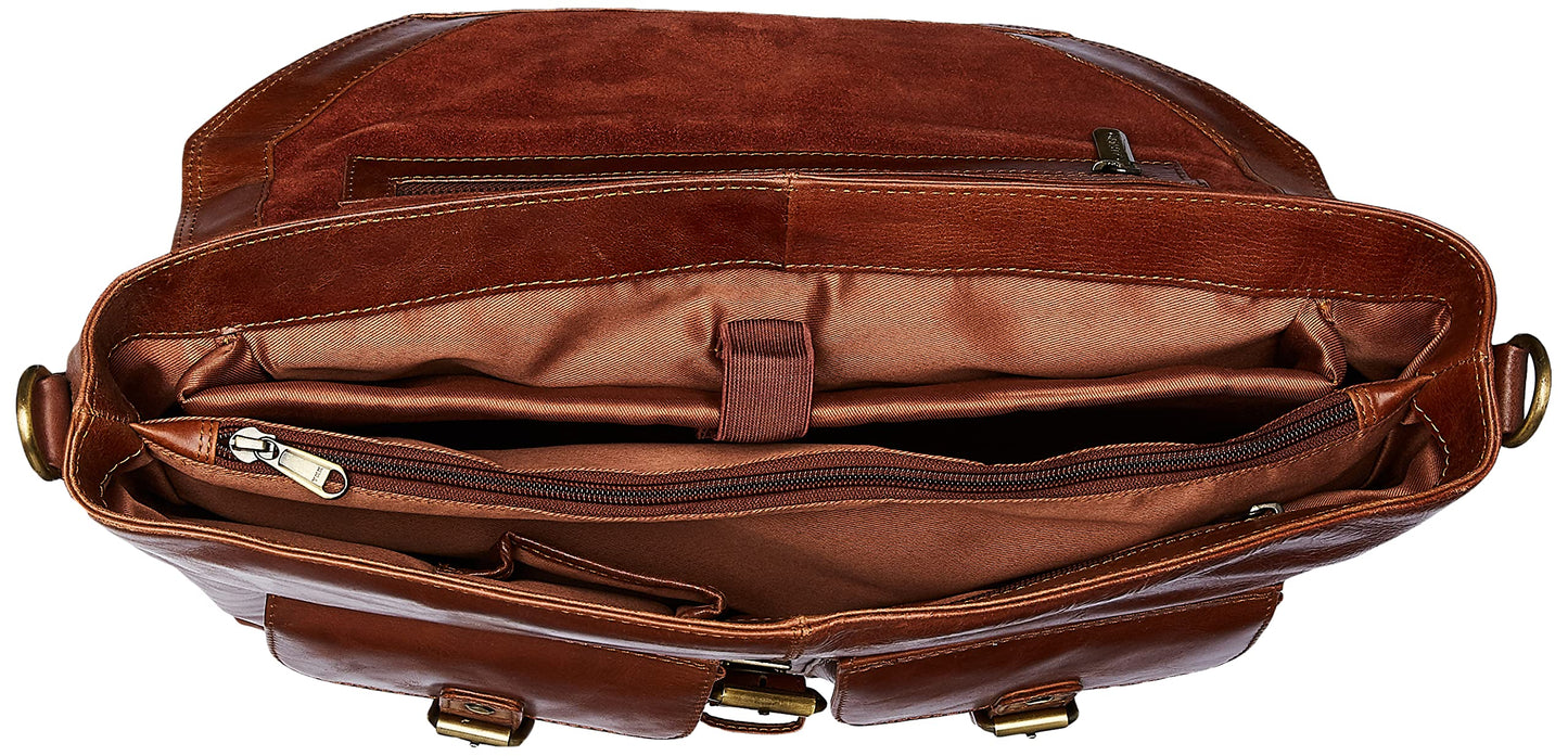 Calfnero Leather 39 cms Cognac Messenger Bag (K-177-Cognac)