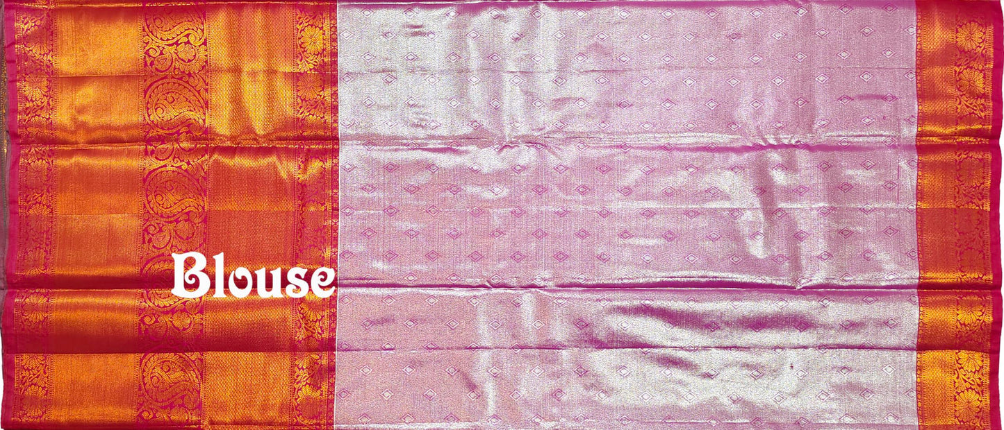 VFCollections Women's Kanchipuram Silk Pure Pattu Sarees With Blouse (VFC540-1)