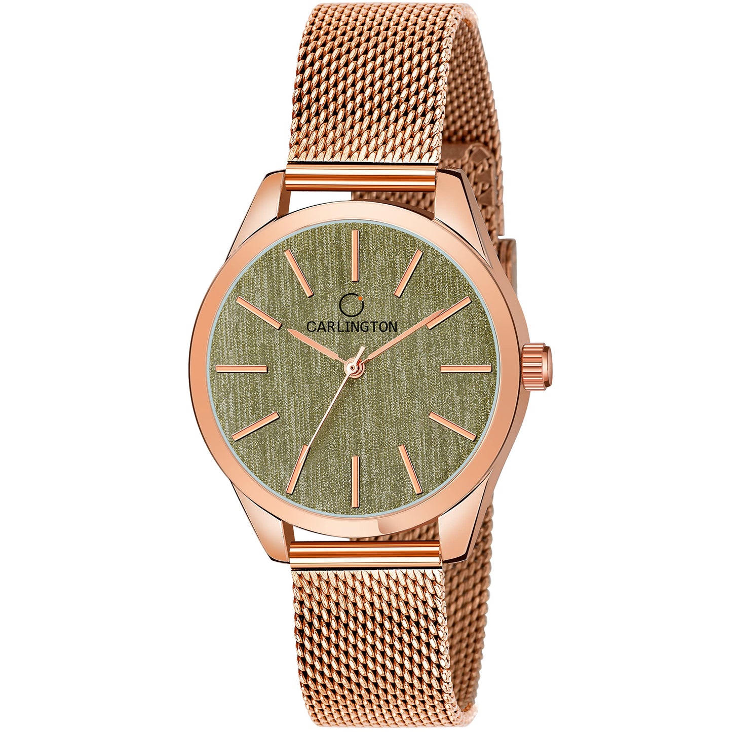 Carlington Stainless Steel Analog Dial Women Watch, Rose Gold Band