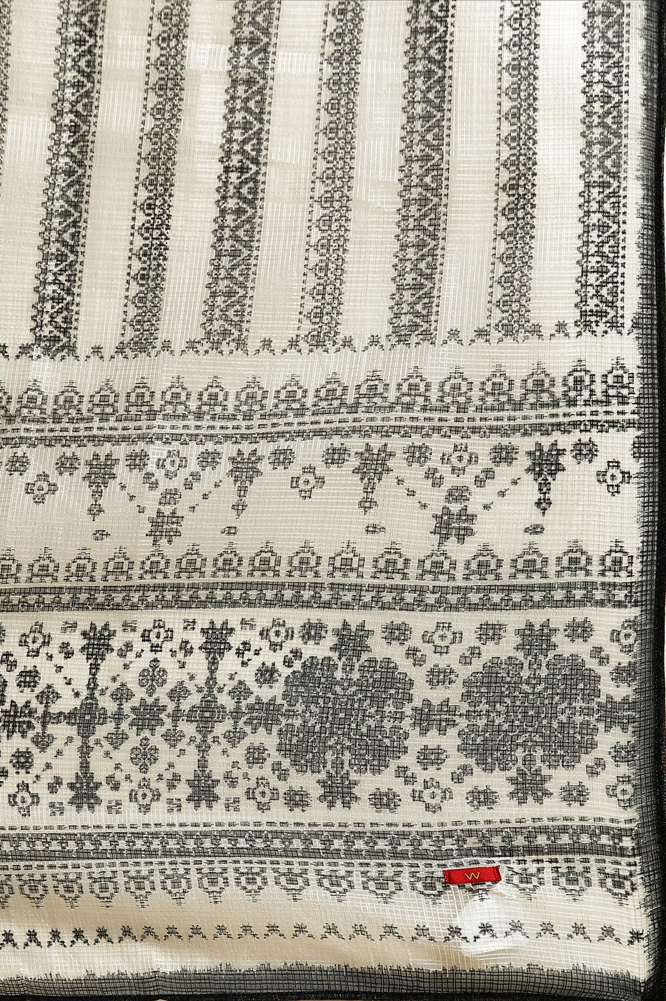 W for Woman Women Polyester Off-White & Black Kota Printed Dupatta (8905661211654_Free Size)