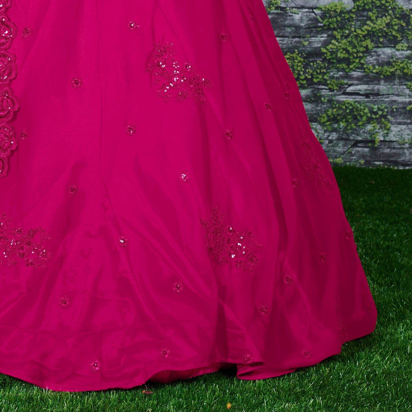 Zeel Clothing Women's Georgette Semi stitched Lehenga Choli (7060-Pink_Pink_Free Size)