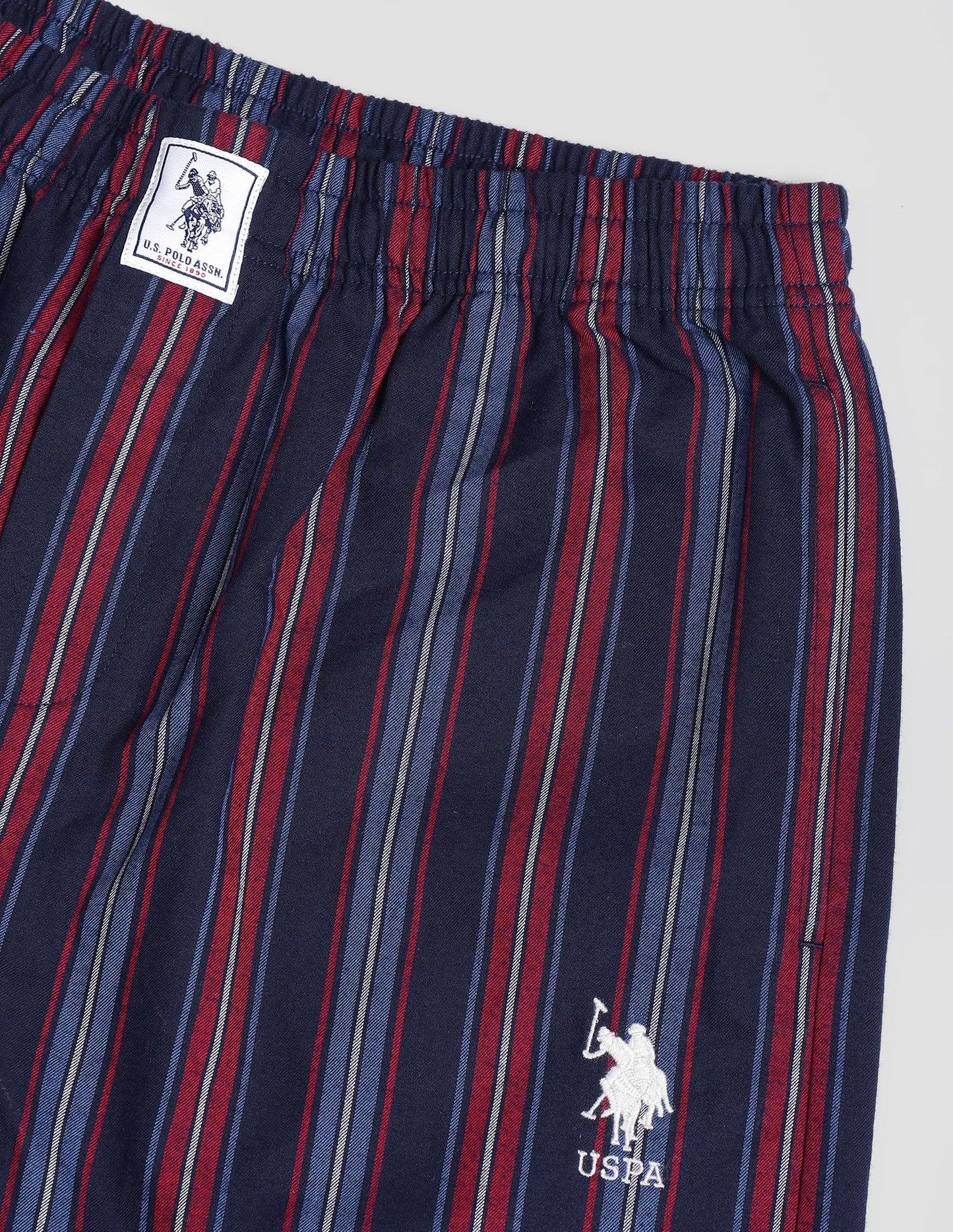 U.S. POLO ASSN. Striped Cotton LP001 Lounge Pants - Pack of 1 (NAVYREDWHITE S)