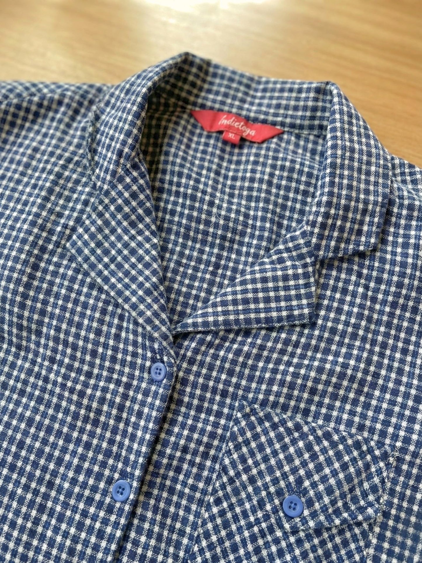 Indietoga Women Plus Size Checks Woven Cotton Wool Blend Winter Wear Shirt (P10001664_Blue Checks_2XL)