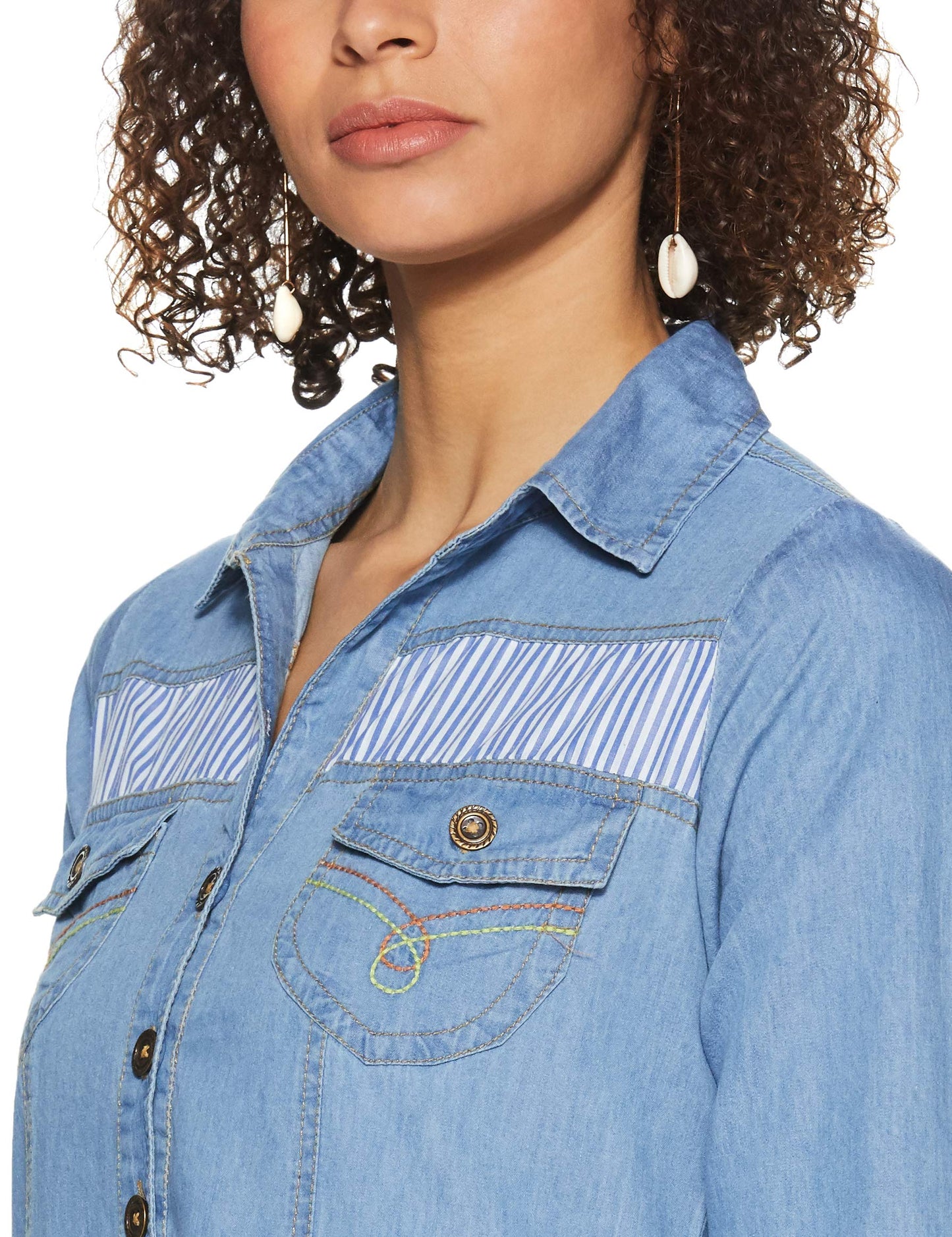 pluss Women's Georgette a-line Knee-Long Dress (LDR4729-BATAWASH_Blue_M)