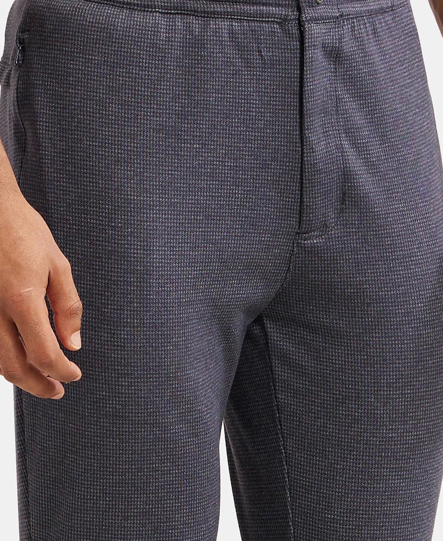 Jockey IM06 Men's Super Combed Cotton Rich Elastane Stretch Slim Fit Solid All Day Pants with Pockets_Navy M