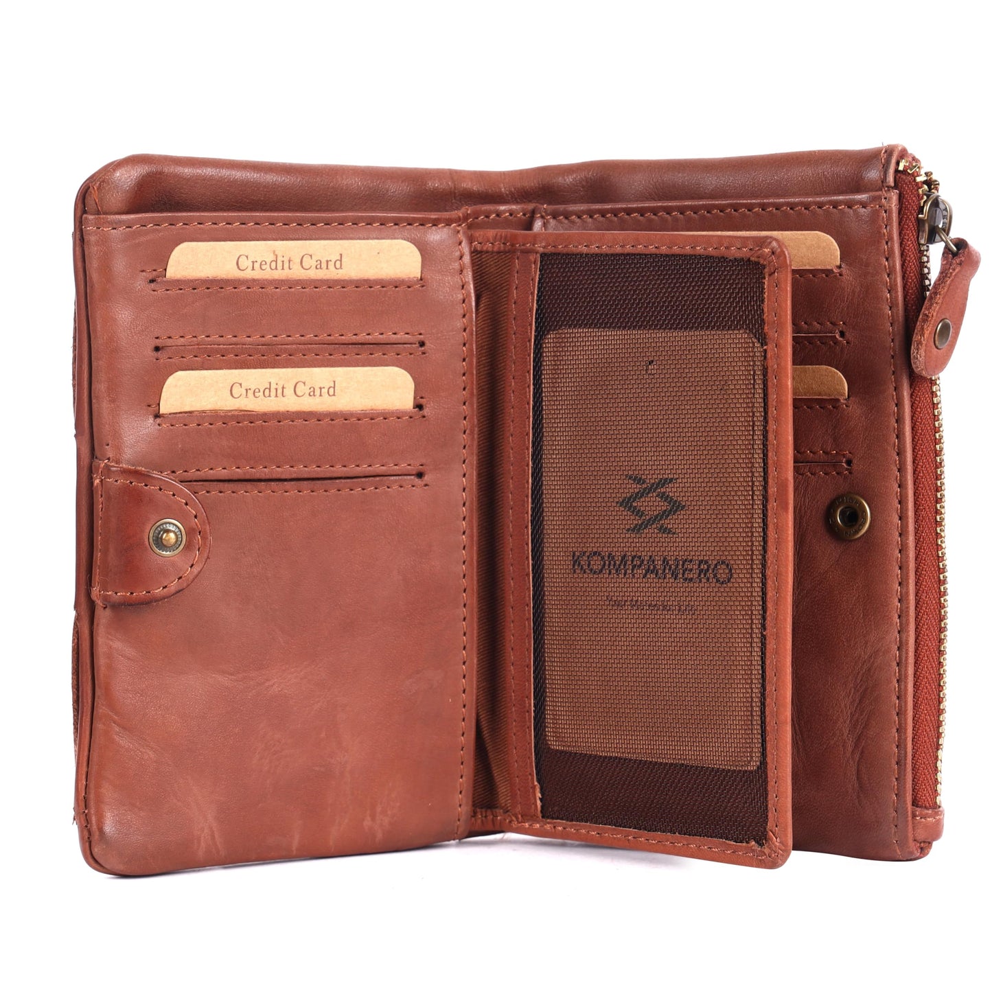 KOMPANERO Genuine Leather Women's Wallet (C-13880-Cognac)